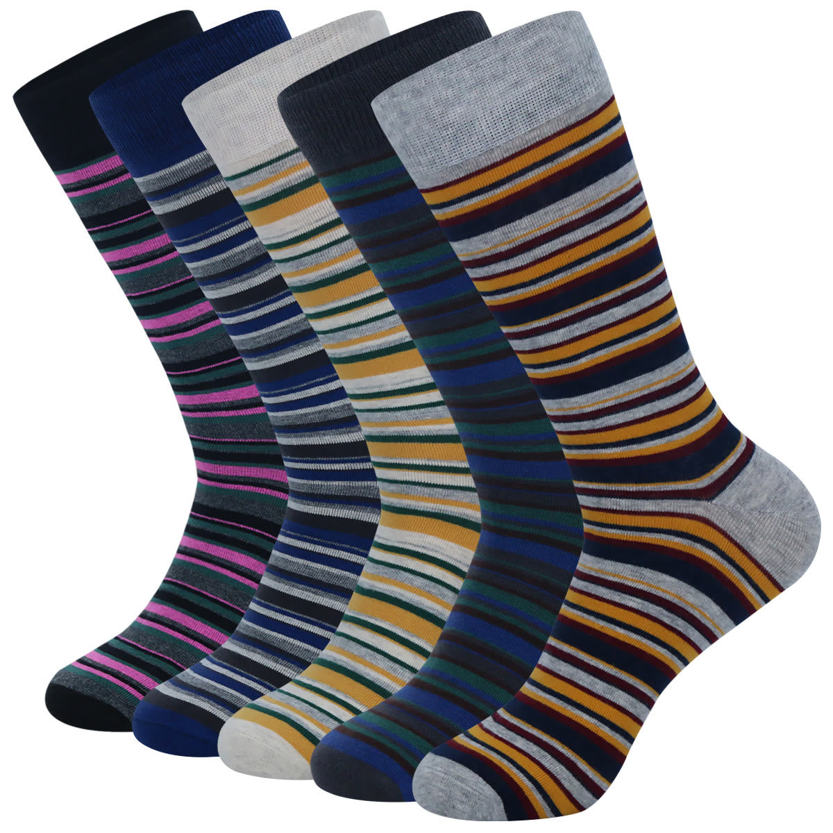Plus Size Patchwork Pinstripes Crew Socks(5 Pairs) plusock