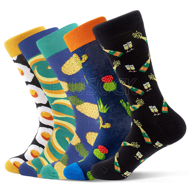 Plus Size Fruit Eggs Crew Socks(5 Pairs) plusock