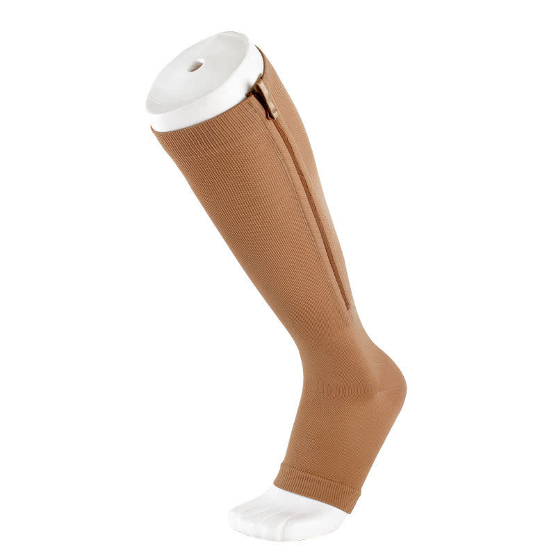 Graduated Compression Zipper Socks Open Toe