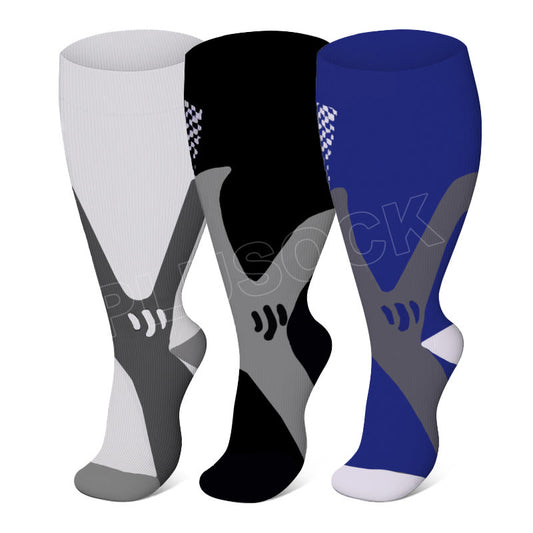 2XL-7XL Plus Size Wide Calf Sports Compression Socks(3 Pairs)