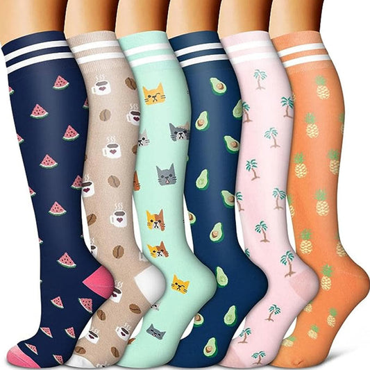 Cute Pattern Compression Socks(6 Pairs)