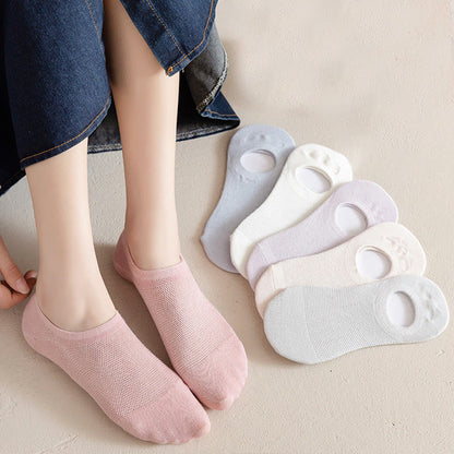 Plus Size Soft Solid Color No Show Socks(7 Pairs)