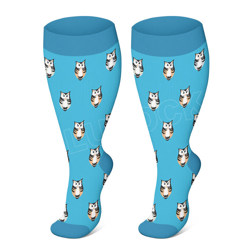 Plus Size Owl Otter Duck Compression Socks(3 Pairs)
