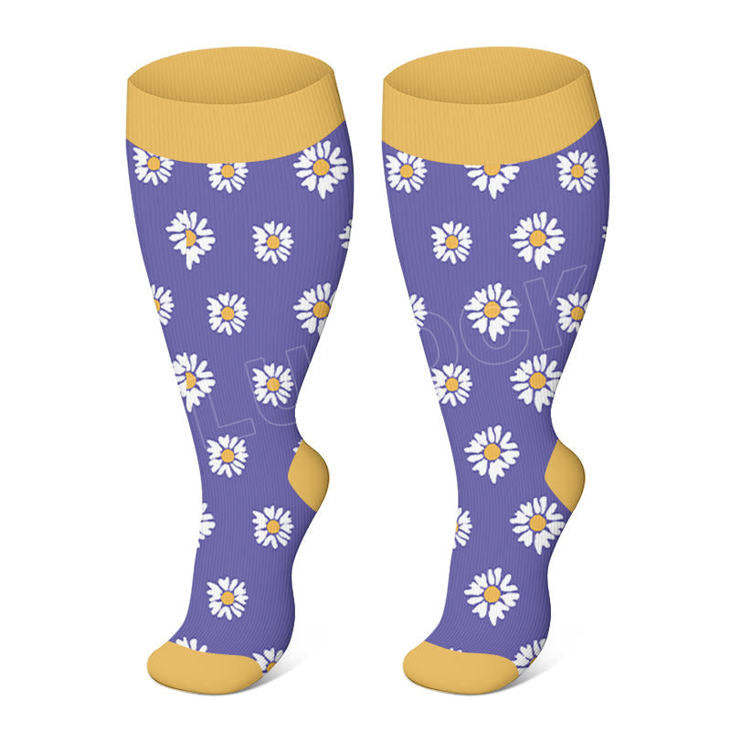 Free Today: Plus Size Daisy Compression Socks