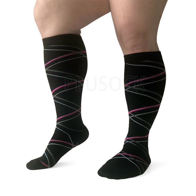 2XL-7XL Ribbon Plus Size Compression Socks(3 Pairs)