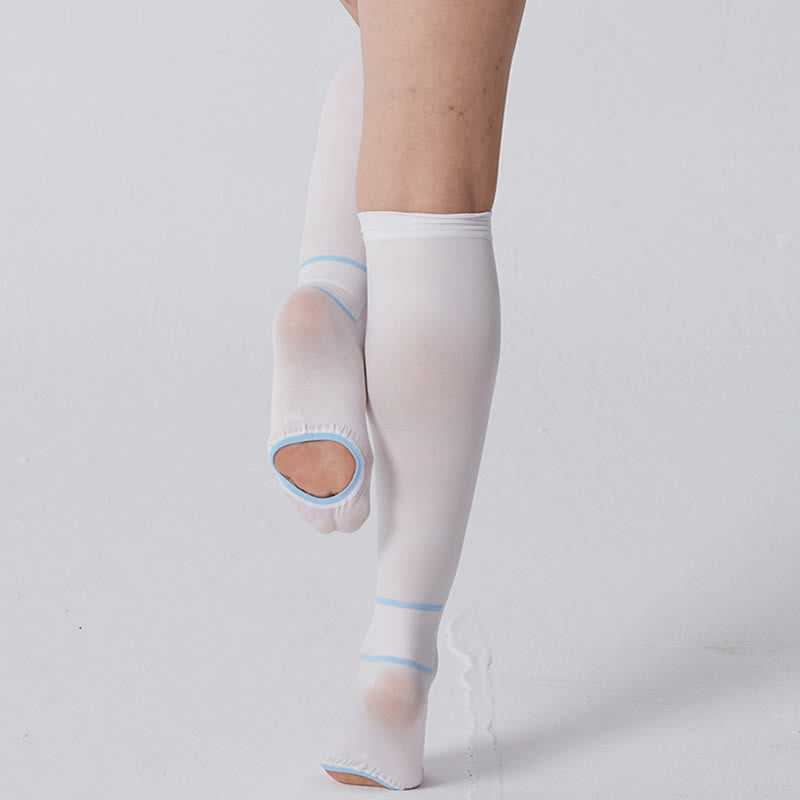 Plus Size White Open Toe Compression Socks