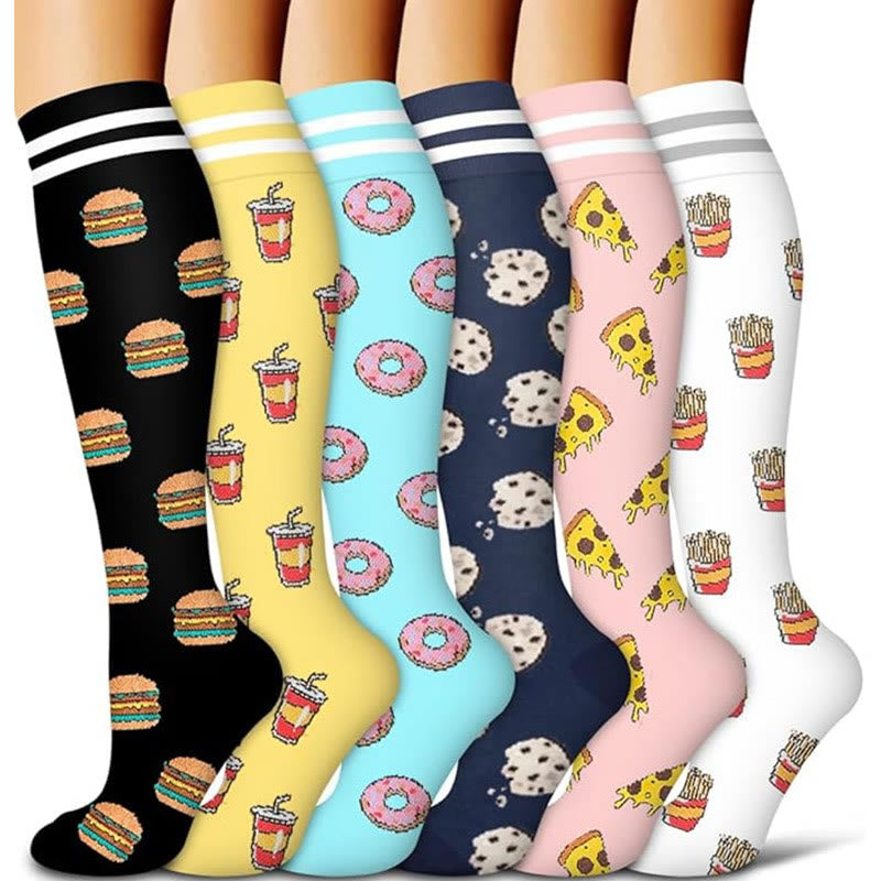 Hamburger French Fries Compression Socks(6 Pairs)