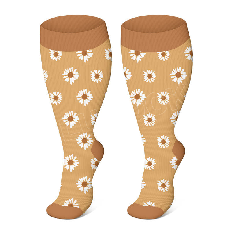 Free Today: Plus Size Daisy Compression Socks