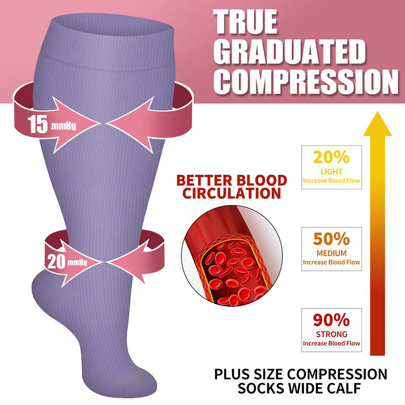 Plus Size Purple Series Compression Socks(3 Pairs)