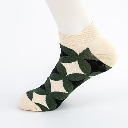 Plus Size Geometric Patterns Ankle Socks(5 Pairs)