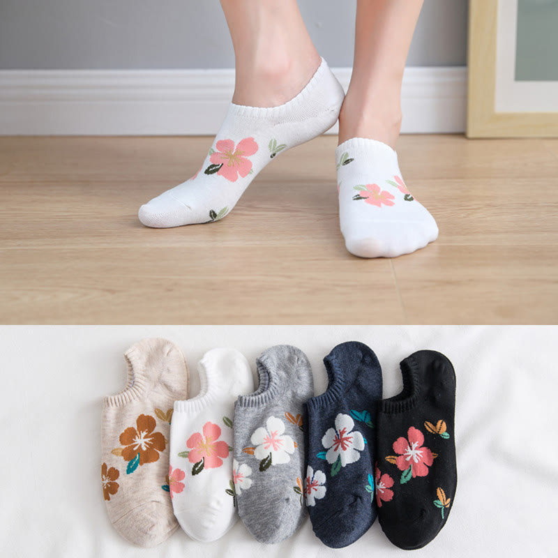 Plus Size Soft Flowers No Show Socks(10 Pairs)