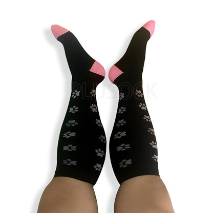 2XL-7XL Pink Dog Footprints Plus Size Compression Socks(3 Pairs)