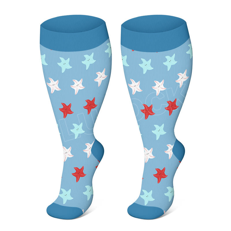 Plus Size Whale Starfish Seahorse Compression Socks