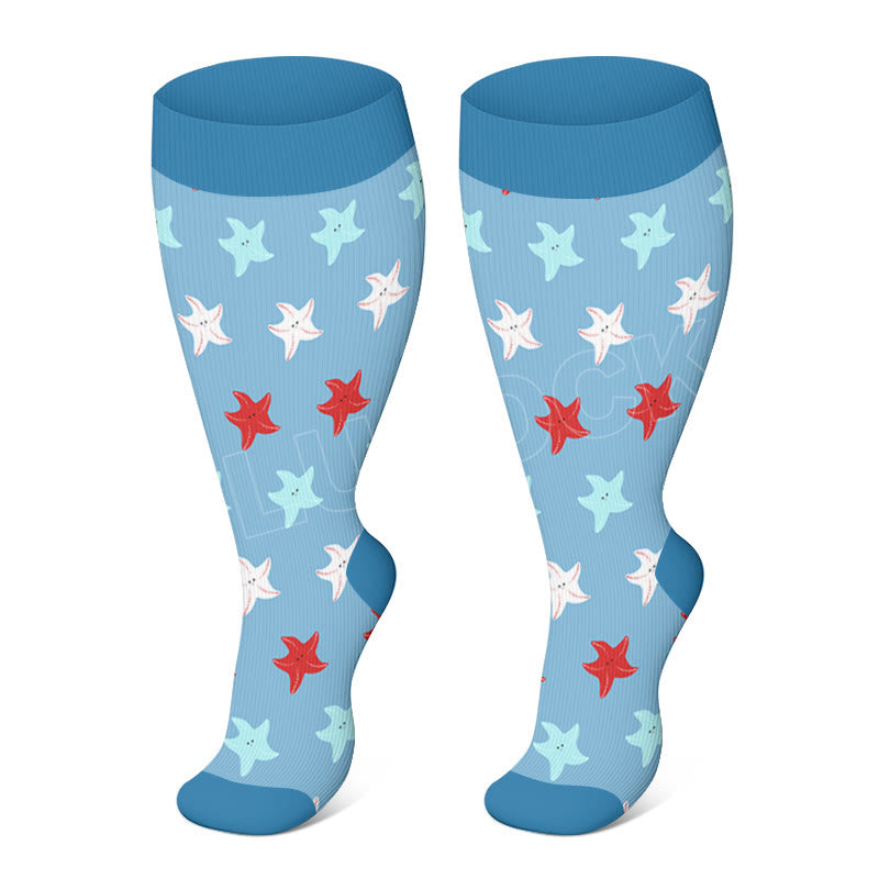 Free Today: Plus Size Whale Starfish Seahorse Compression Socks