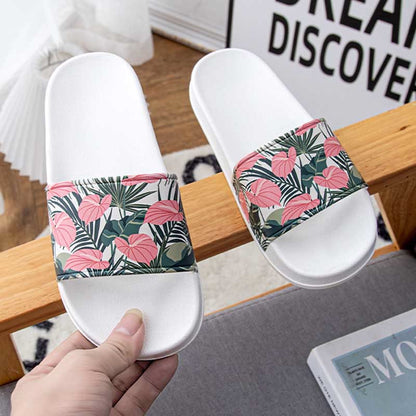 Plus Size Pink Leaves Slides(2 Pairs)