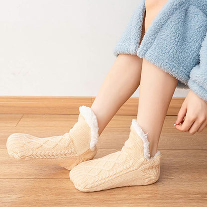 Plus Size Lamb Wool Warm Indoor Slipper Socks(2 Pairs)