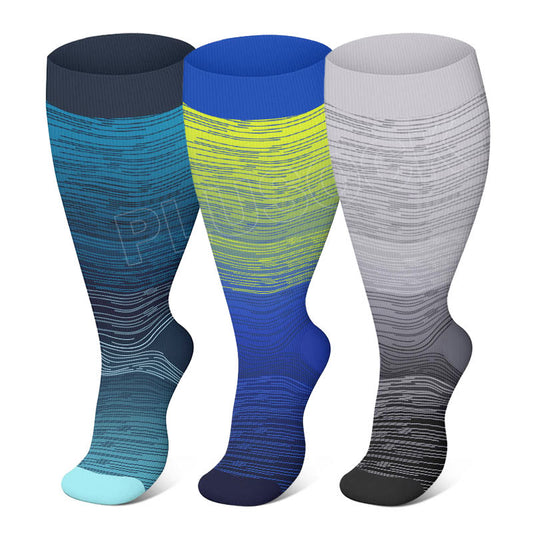 Plus Size Gradient Color Compression Socks(3 Pairs)