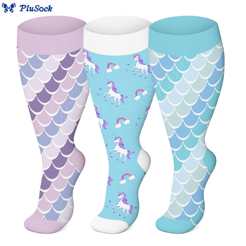 Plus Size Unicorn Mermaid Compression Socks