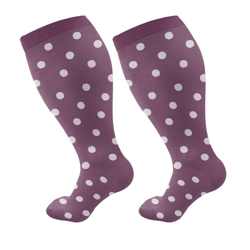 Plus Size Purple Heart Dot Compression Socks(3 Pairs)