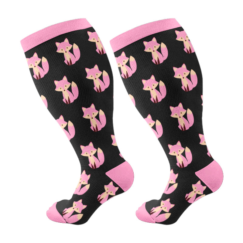 Plus Size Cute Fox Pig Compression Socks(3 Pairs)