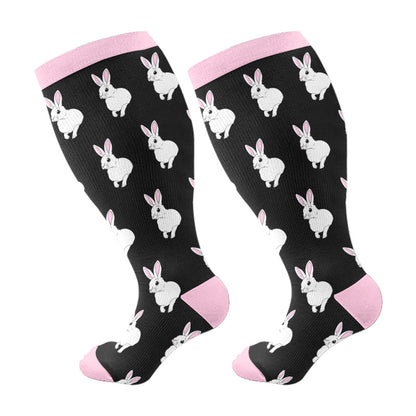 Plus Size Cute Fox Pig Compression Socks(3 Pairs)