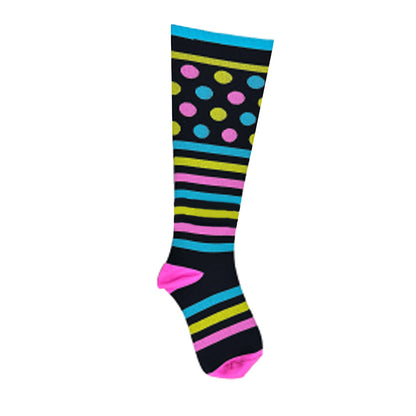 Plus Size Polka Dot Stripes Compression Socks(3 Pairs)