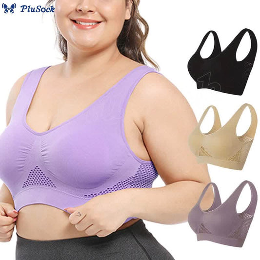 Plus Size Mesh Cutout Sports Bras(2 Packs)