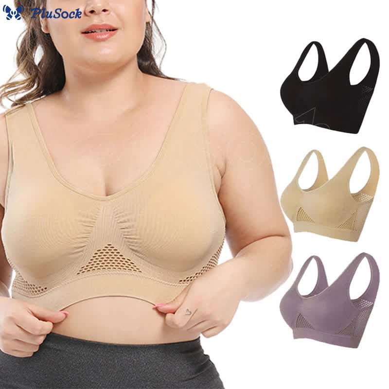 Plus Size Mesh Cutout Sports Bras(2 Packs)