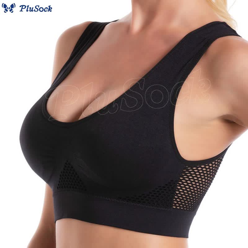 Plus Size Mesh Cutout Sports Bras(2 Packs)