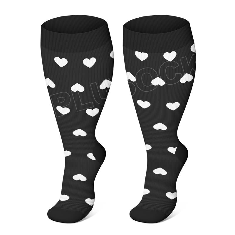 Plus Size White Stripes Compression Socks(3 Pairs)