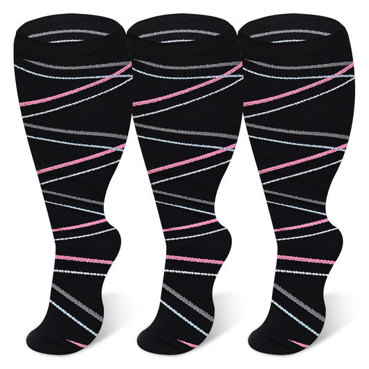 2XL-7XL Ribbon Plus Size Compression Socks(3 Pairs)