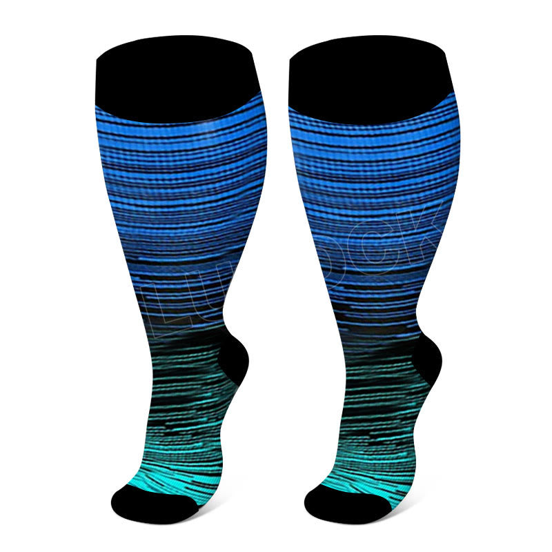 2XL-7XL Colorful Cool Lines Plus Size Compression Socks(3 Pairs)