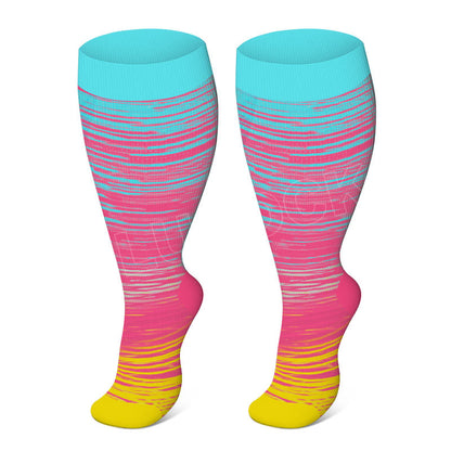 2XL-7XL Plus Size Bright Stripe Compression Socks(3 Pairs)