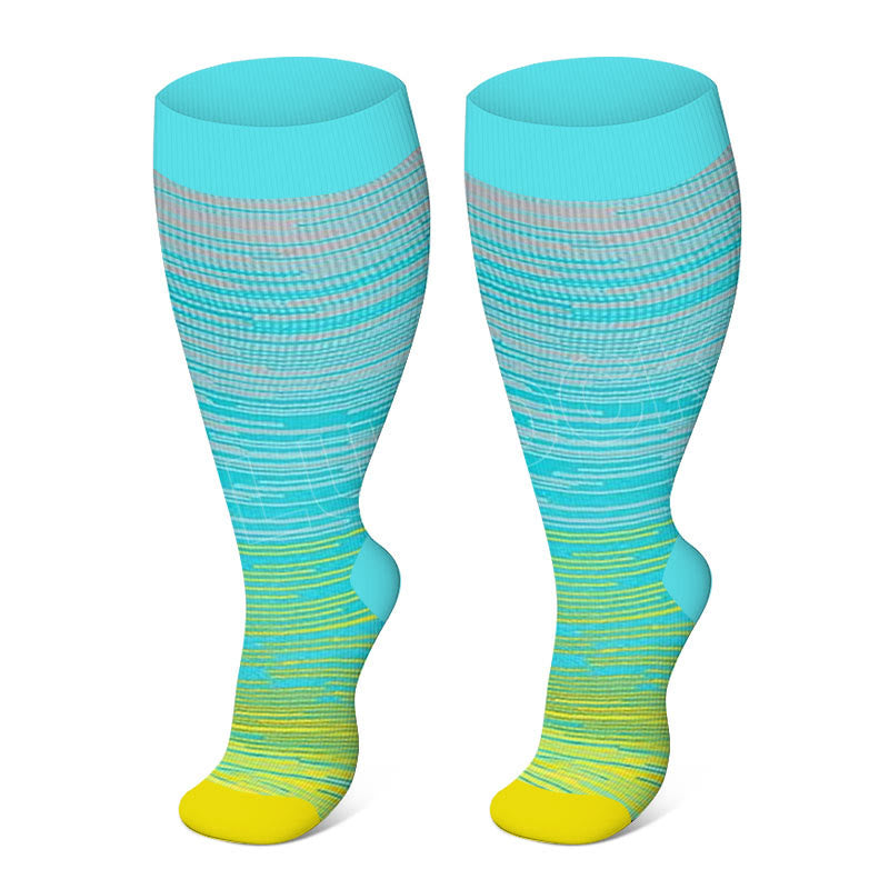 2XL-7XL Plus Size Bright Stripe Compression Socks(3 Pairs)