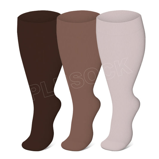 Plus Size Brown Series Compression Socks