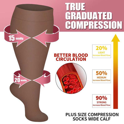 Plus Size Brown Series Compression Socks