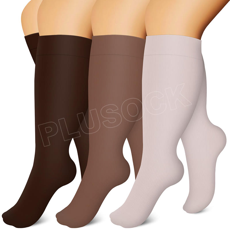 Plus Size Brown Series Compression Socks