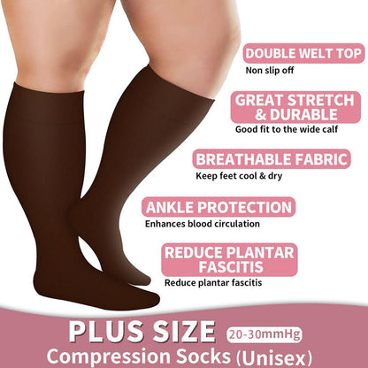 Plus Size Brown Series Compression Socks