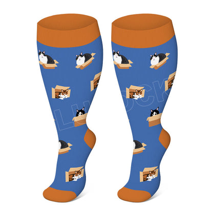 Plus Size Cute Dog Cat Compression Socks(3 Pairs)