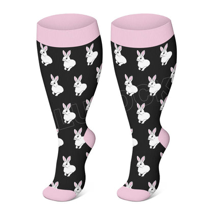 Plus Size Cute Fox Pig Compression Socks(3 Pairs)