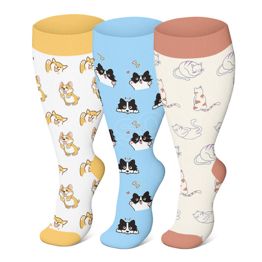 Plus Size Cute Corgi Compression Socks