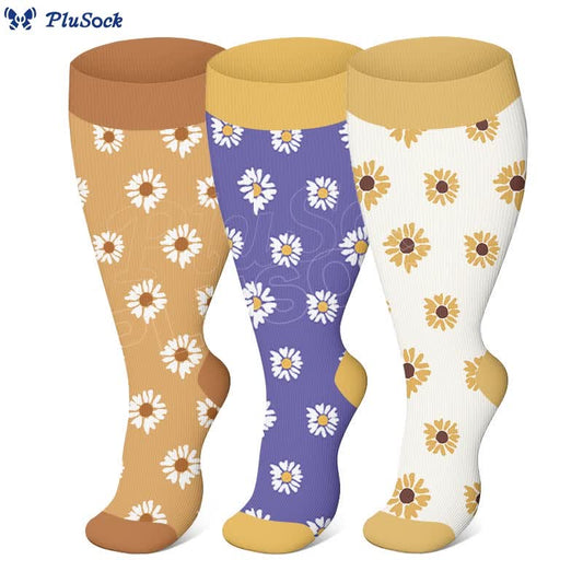 Free Today: Plus Size Daisy Compression Socks