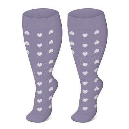 Plus Size Purple Heart Dot Compression Socks