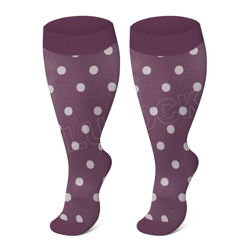 Plus Size Purple Heart Dot Compression Socks