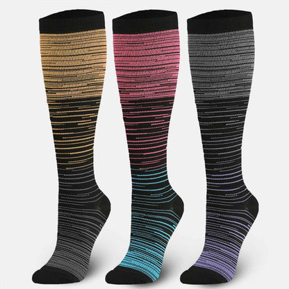 Color Thin Lines Compression Socks(6 Pairs)