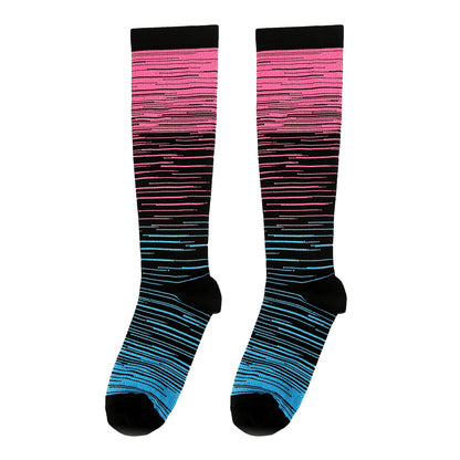 Color Thin Lines Compression Socks(6 Pairs)