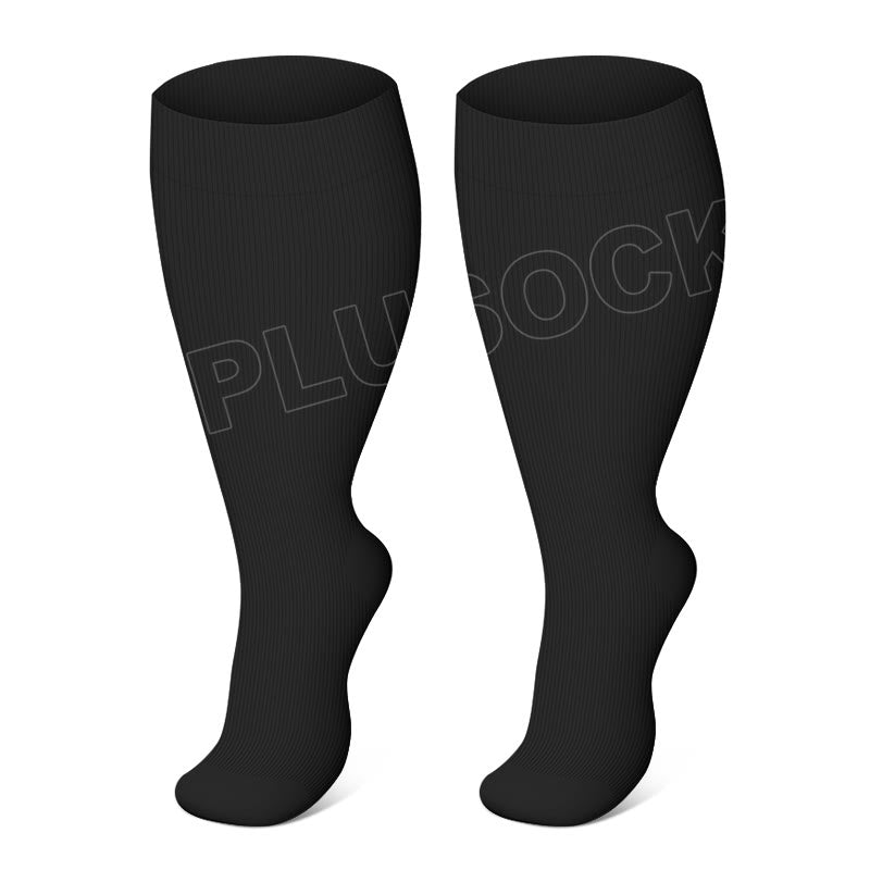 2XL-7XL Black Electrocardiogram Heart Plus Size Compression Socks(3 Pairs)