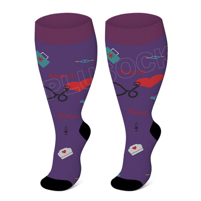 Plus Size Heart Elastic Compression Socks(3 Pairs)