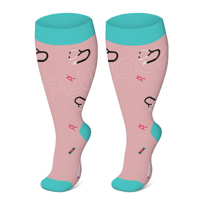 Plus Size Heart Elastic Compression Socks(3 Pairs)