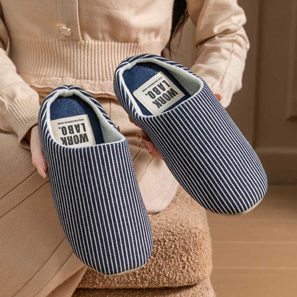 Plus Size Striped Home Slippers